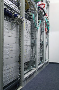 Part of G&D test environment: four racks fully equipped with devices to test our matrix equipment