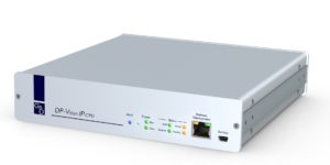 DP-Vision-IP - front of grey KVM-Extender with G&D logo and LEDs
